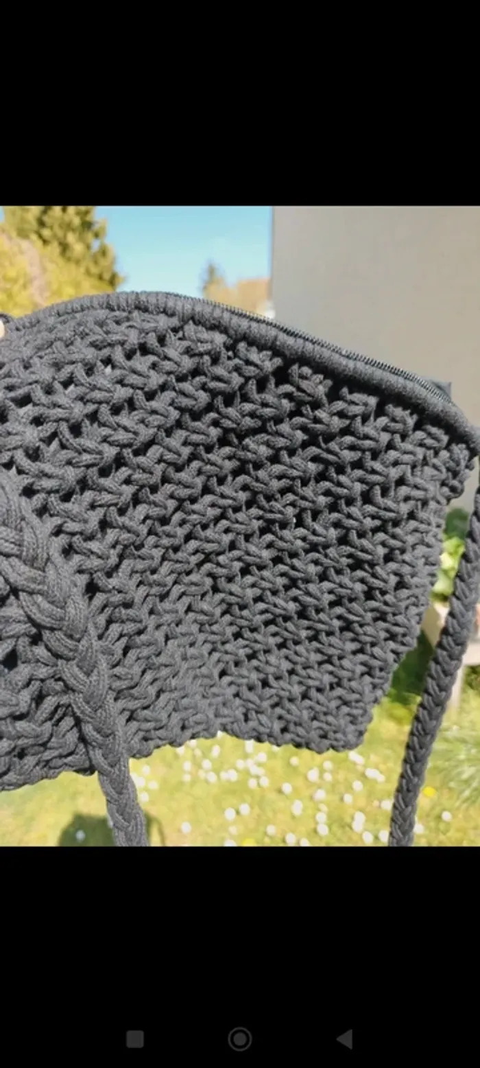 Sac bandoulière macramé noir - photo numéro 4
