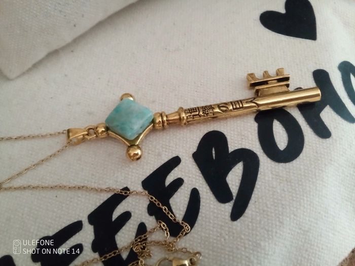 Collier clé pierre d'amazonite naturelle - photo numéro 2