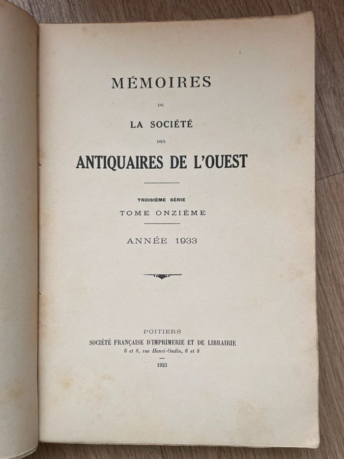 La société tome onzième Antiquaires de l’ouest 1933 - photo numéro 4