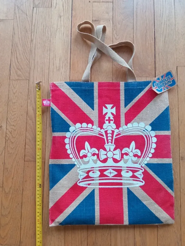 Sac tote bag toile de jute Glorious Britain 40x35 cm neuf avec étiquette acheté en Angleterre - photo numéro 13