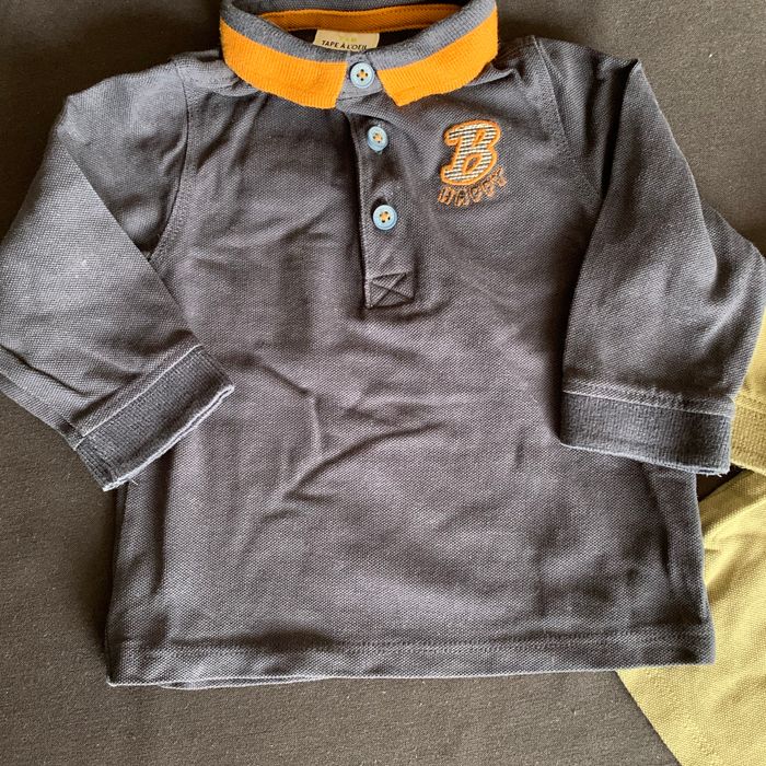 Lot 2 polos Jumeaux 9 mois kaki & marine neufs TAO - photo numéro 2