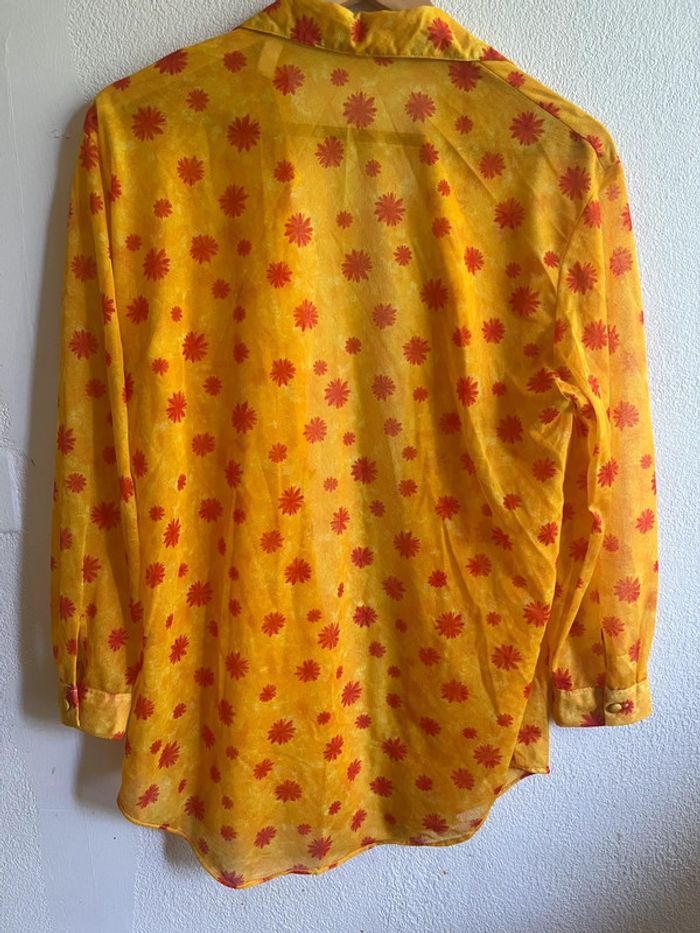 Chemise vintage mesh transparent jaune et orange - photo numéro 6