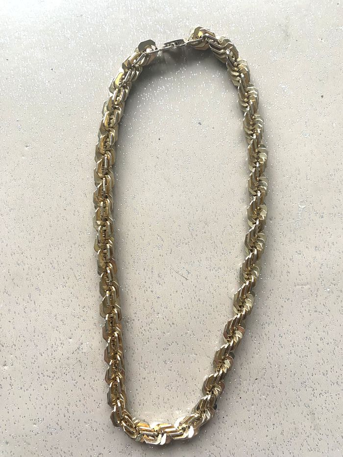 Collier doré chaîne grosses mailles rectangulaires - photo numéro 2