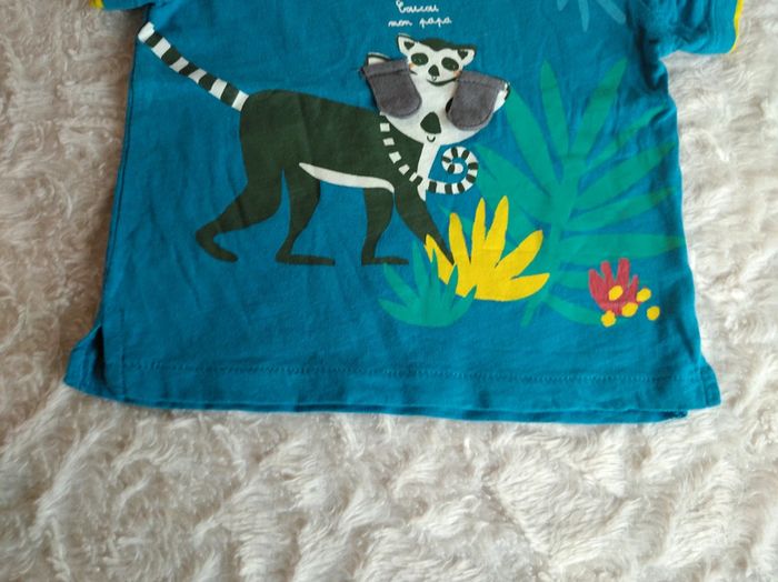 Tee shirt chemise manches courtes Garçon 12 mois Jungle Coucou Papa Lémurien Mots d'enfants - photo numéro 6