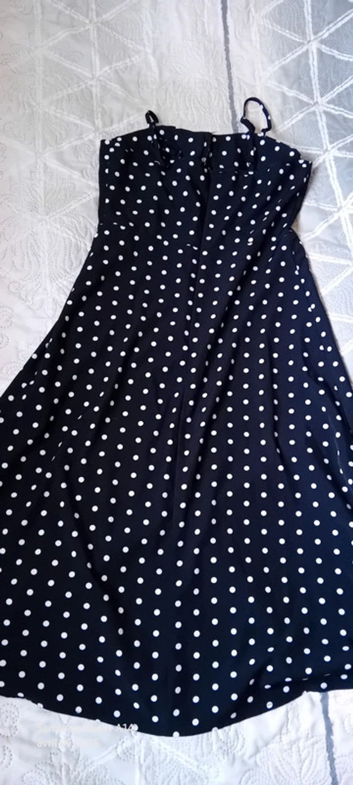 Robe longue fluide fines bretelles à pois avec fente noir femme M shein - photo numéro 16