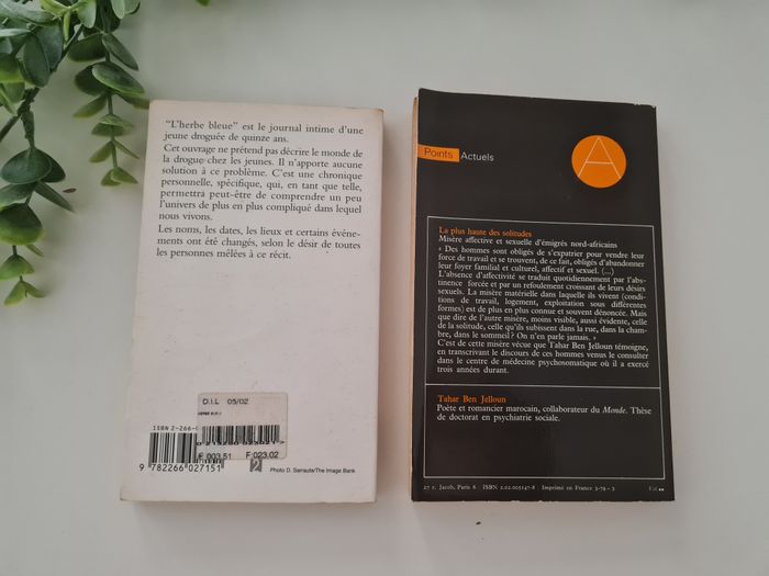 lot de deux livres : La Plus Haute des Solitudes et L'Herbe bleue journal intime d'une jeune droguée - photo numéro 2