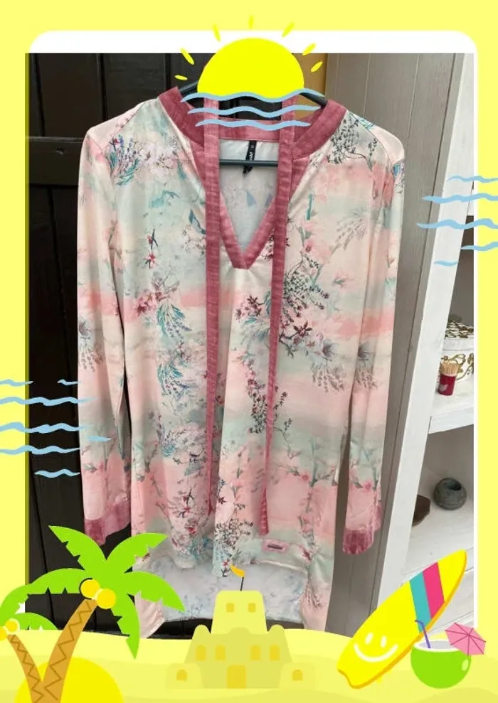 Tunique rose verte smash S robe longue