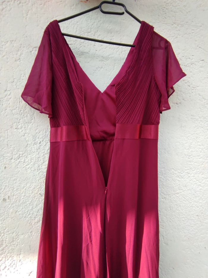 Robe de cérémonie en double V rouge bordeaux taille M - photo numéro 4