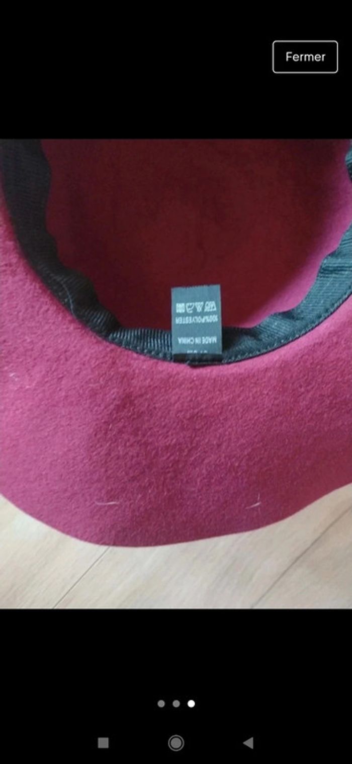 Chapeau capeline en feutre bordeaux automne hiver - photo numéro 3