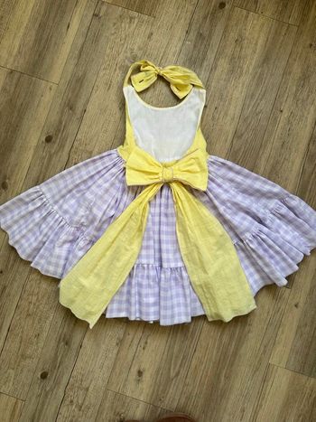 Robe Vichy Lila jaune dos nu abuela tata 4 ans fille 
