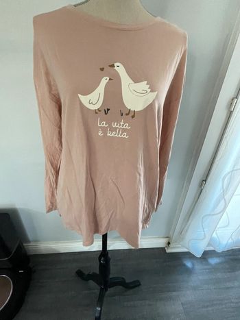 TEE shirt « la vita e  Bella » avec 2 oies manche longue taille M taille 38-40 marque kiabi