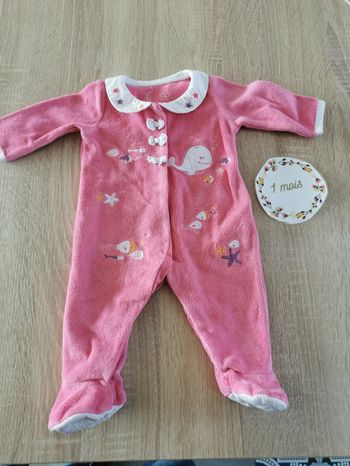 Pyjama en velour bébé fille 1 mois sergent major tbe