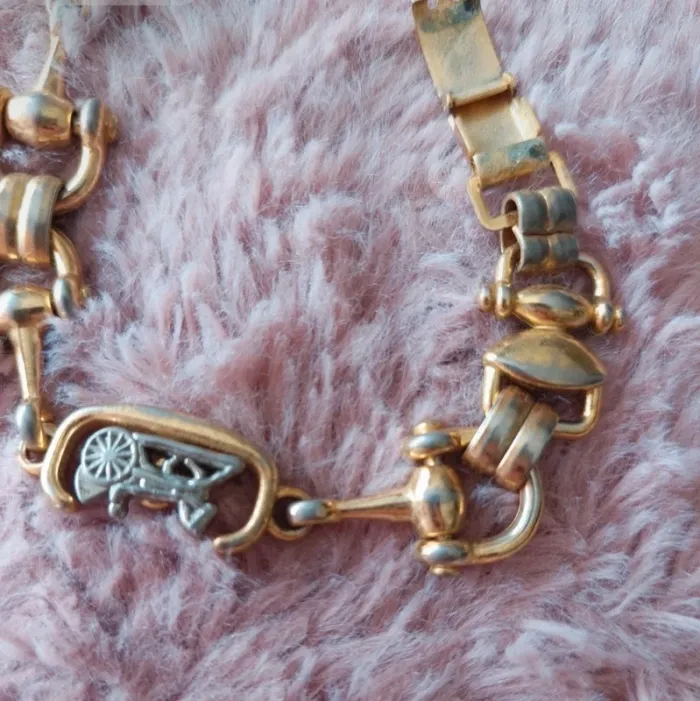 Bracelet Vintage Céline en acier doré - photo numéro 7