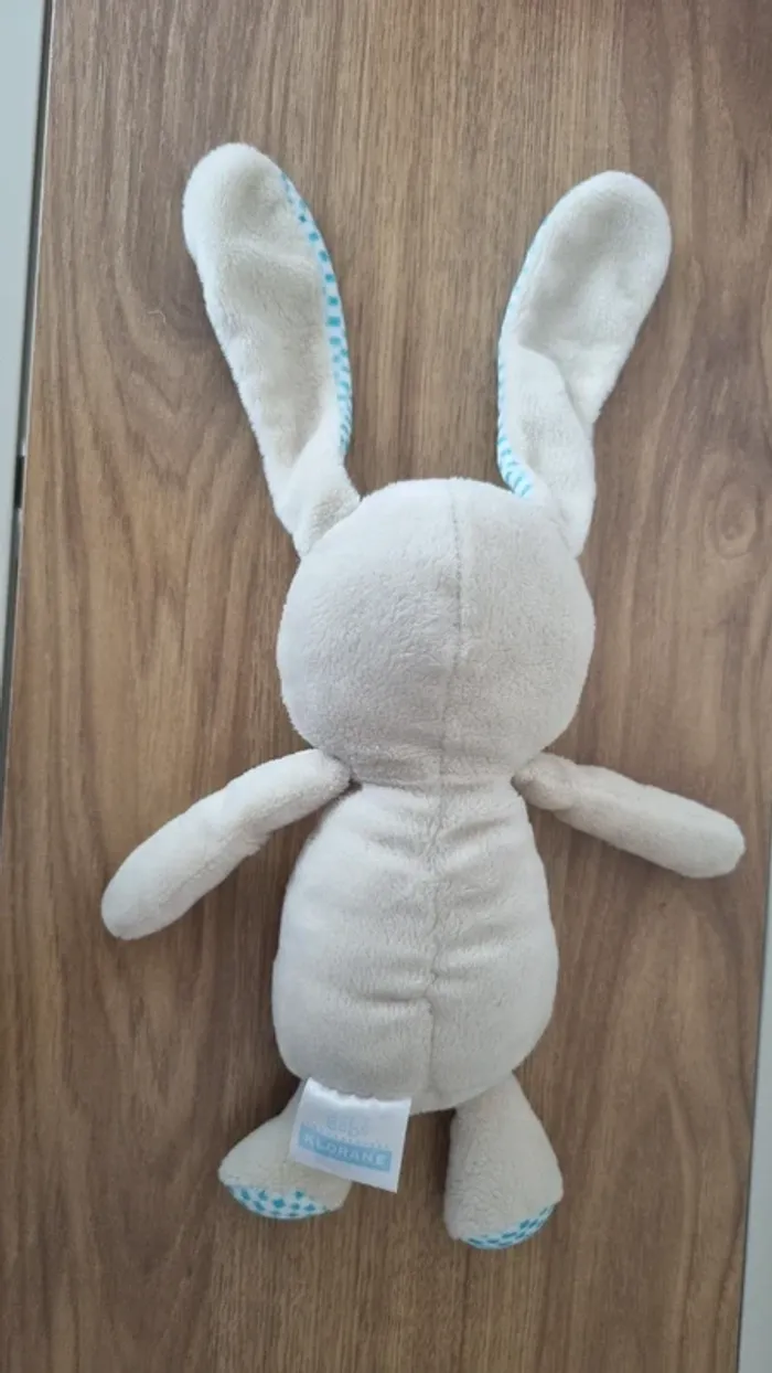 Peluche lapin crème avec nœud klorane - photo numéro 11