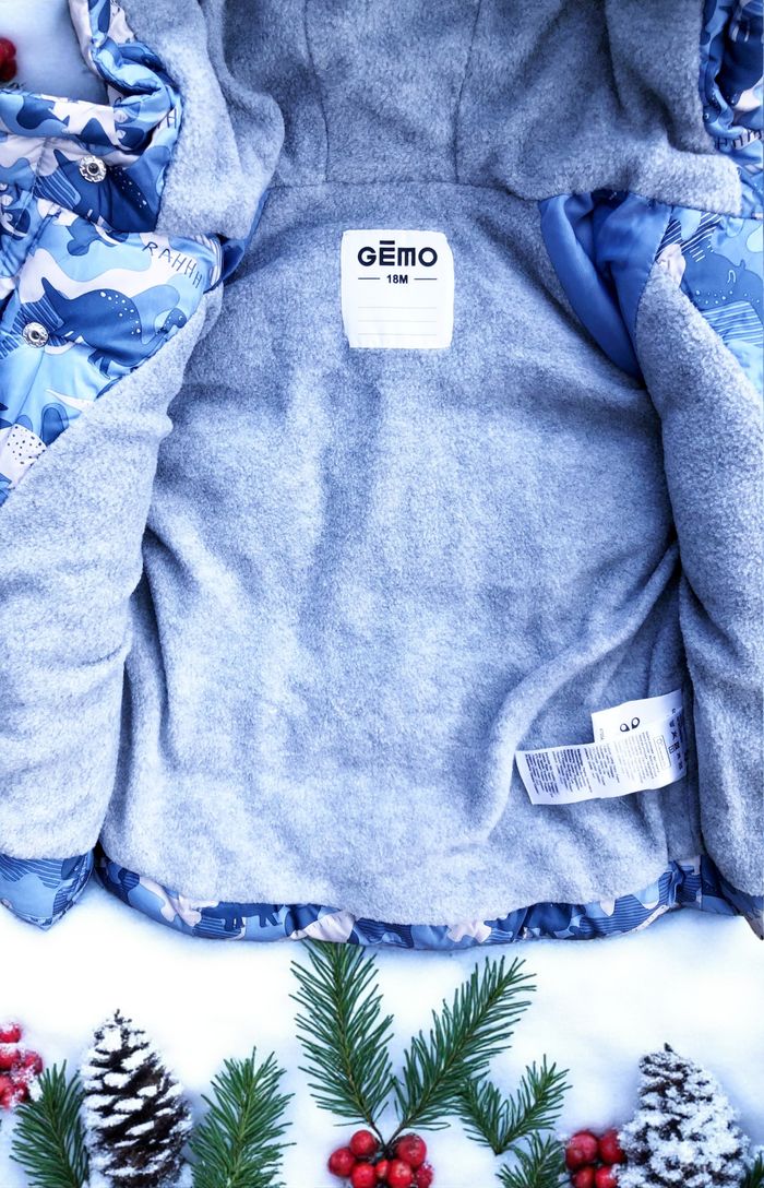 GÉMO - NEW - ANORAK GARÇON BLEU IMPRIMÉ DINOSAURES & INTÉRIEUR TYPE POLAIRE 18M - photo numéro 10