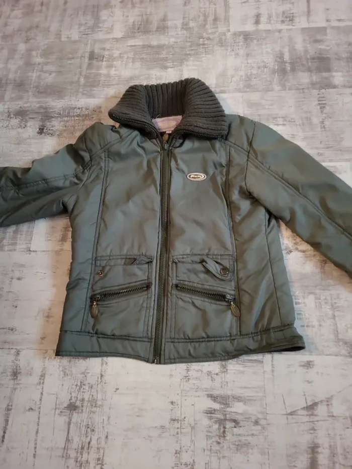 Blouson kaki col en laine - photo numéro 2