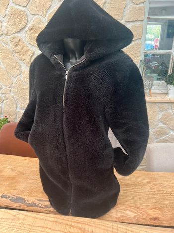 Mango Zara Manteau fausse fourrure noire long à capuche taille S / 36 hiver chaud femme