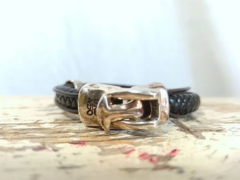 Bracelet homme cuir noir plaqué argent | Uno de 50