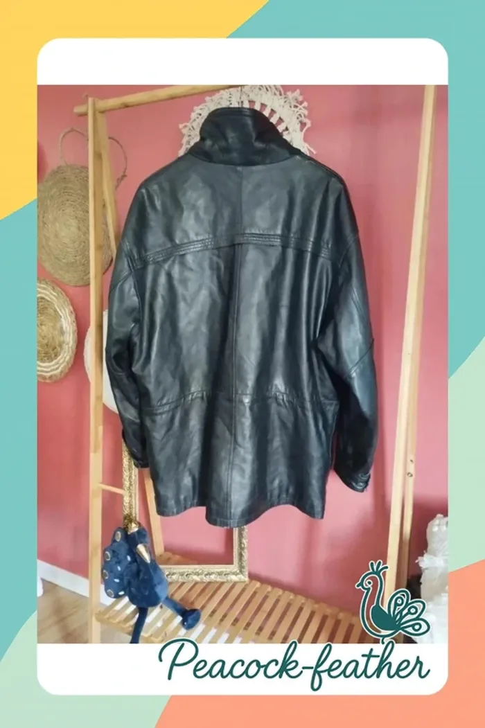 Veste cuir véritable homme noir 56 - photo numéro 9