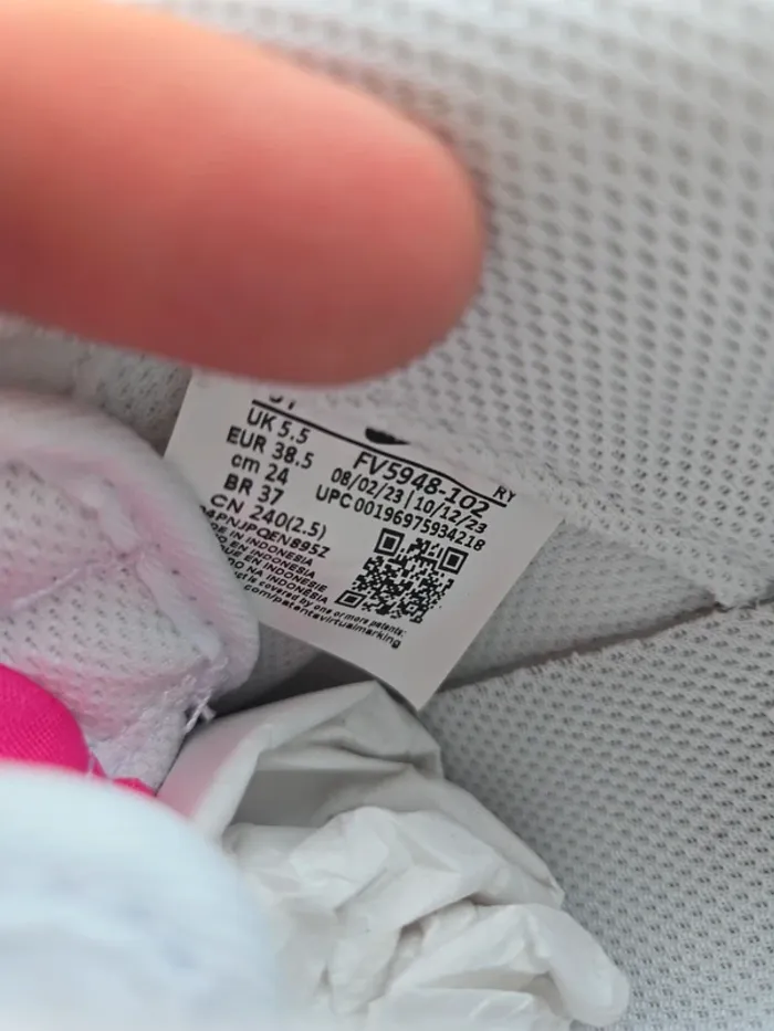 Nike air force 1 taille 38,5 neuves blanc rose fuchsia - photo numéro 7
