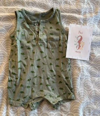 🦖 Combinaison courte bébé – Mots d’Enfants – 3 mois
