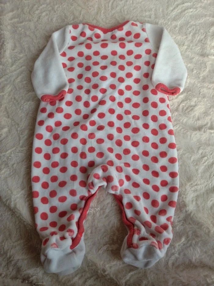 Pyjama grenouillère velours Fille 3 mois à pois et Chat Dpam - photo numéro 10