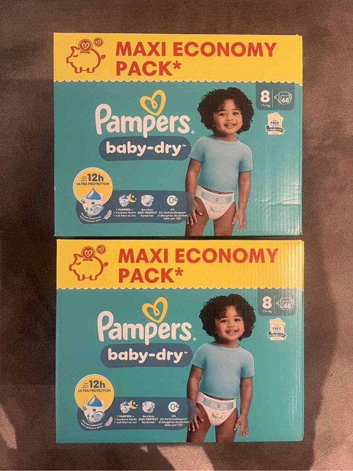 Pampers taille 8 maxi pack (2 cartons)