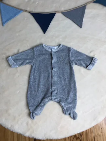 Pyjama gris 1 pièce - lapin - kitchoun 1 mois