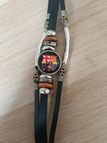 Bracelet cuir 3 rangs FC Barcelone barca