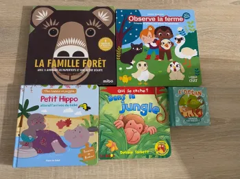 lot de 5 gros livres pour enfants, apprentissage des animaux du monde