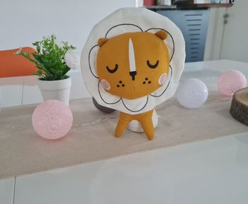 🦁 Peluche Lion Picca Loulou Neuf – Coton Bio – Cadeau Naissance – Look Rétro