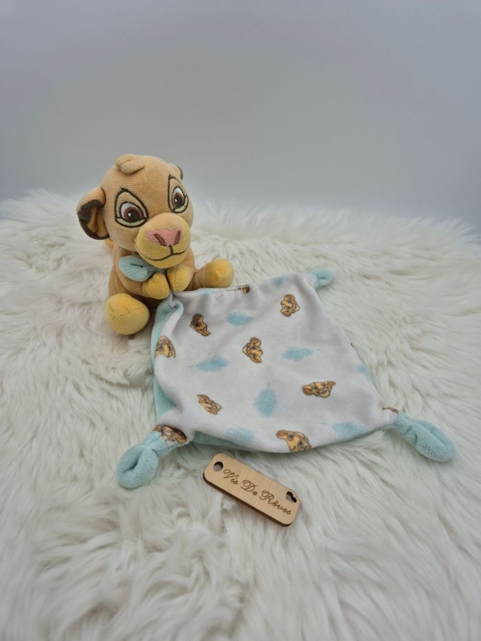 Doudou mouchoir Simba Le Roi Lion Disney feuille tête vert menthe/mint/vert d'eau - photo numéro 2