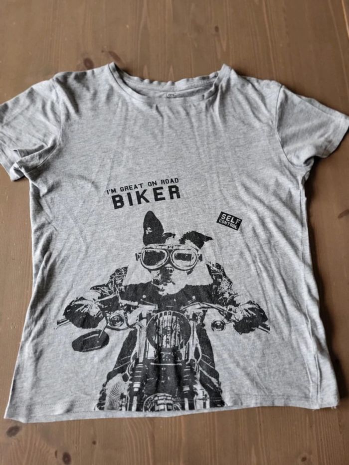 Tee shirt 13-14 ans chien sur moto Biker