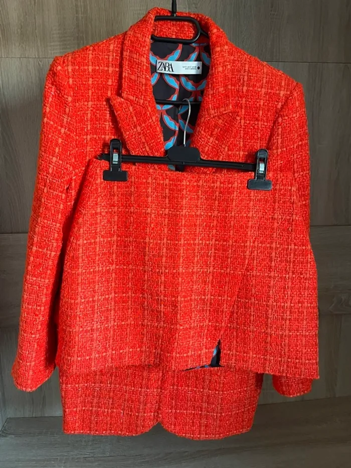 Ensemble tailleur jupe Zara tweed taille S - photo numéro 11