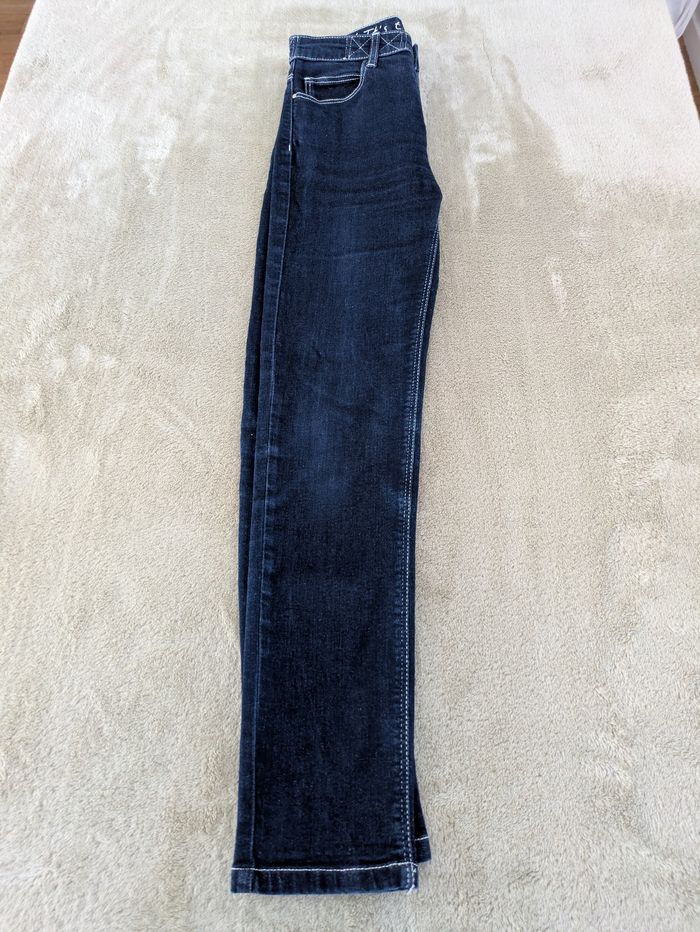 Jean Bleu Foncé Surpiqûres Blanches - Taille 36 - photo numéro 3