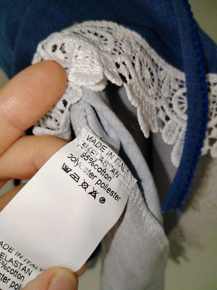 Robe tunique effet jean avec dentelles bleu foncé - photo numéro 4