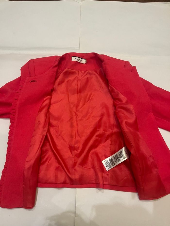 Veste blazer rose fuschia froufrou  naf naf taille XS/34 - photo numéro 5