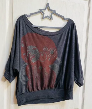 Top disco gris pailleté et marron taille 42 / très bon état