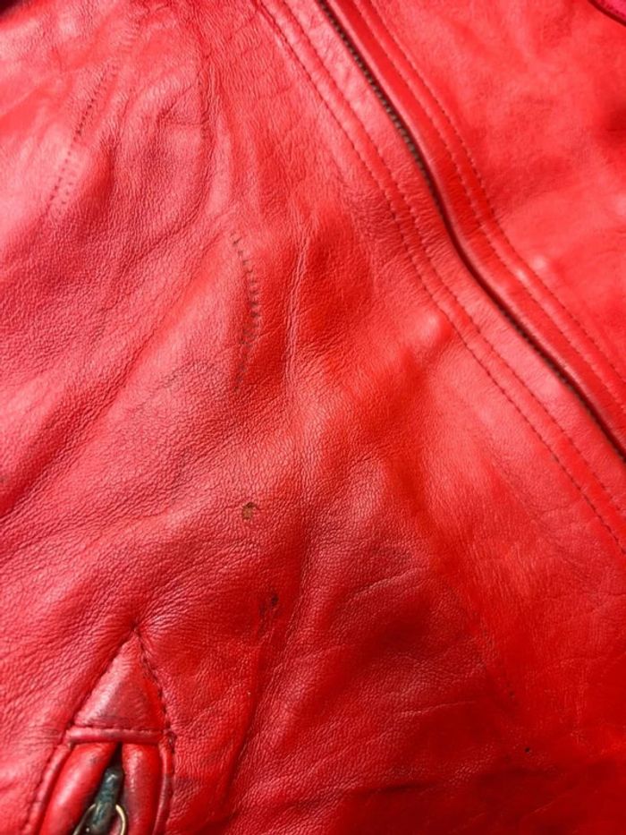 Blouson Vintage Cuir Rouge FJ560 Urban Assault Squad Taille 2X – Drapeau USA - photo numéro 13