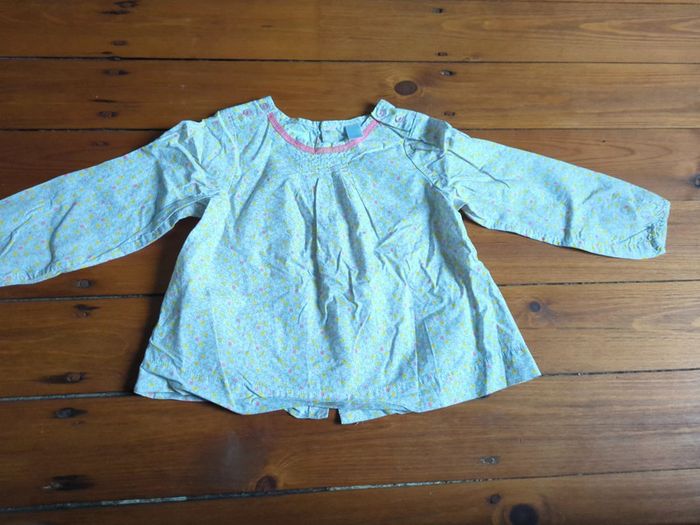 Tunique manches longues Liberty blanc gris rose jaune 23 24 mois obaibi