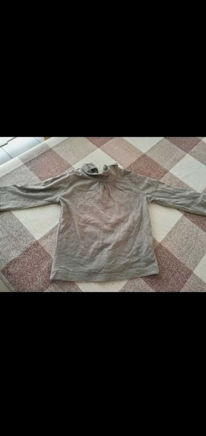 Sous pull 92 cm rayé blanc/gris in extenso