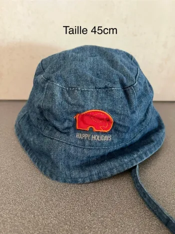 Bob chapeau jean avec attache taille 45cm Obaïbi