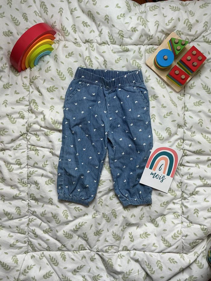 pantalon léger bleu motifs étoiles 6 mois u tout petits