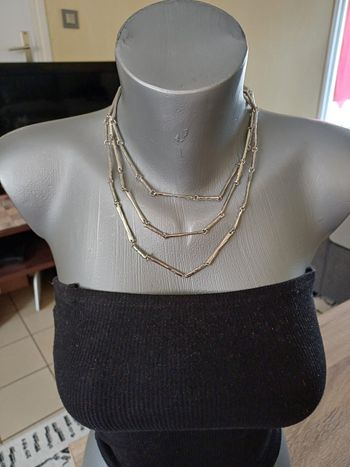 Collier triple rang argenté