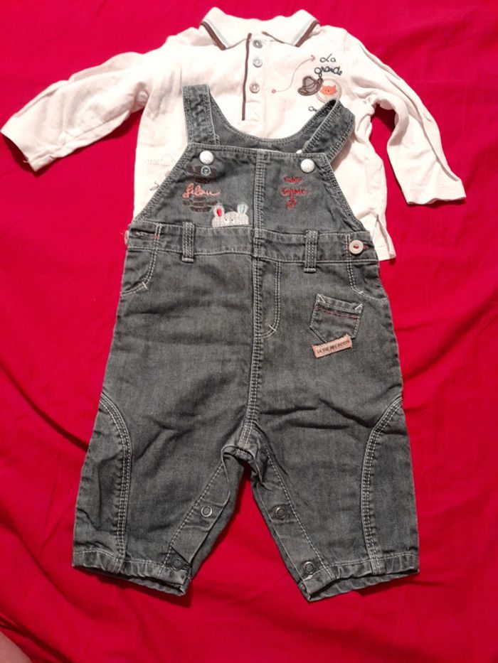 Lot salopette et tee-shirt taille 3 mois - photo numéro 2
