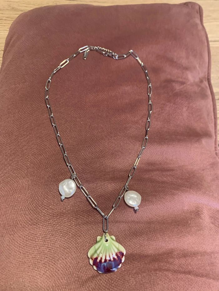 collier coquillage acier inoxydable