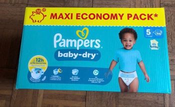 Carton de Couches Pampers Baby Dry 🍼 Taille 5