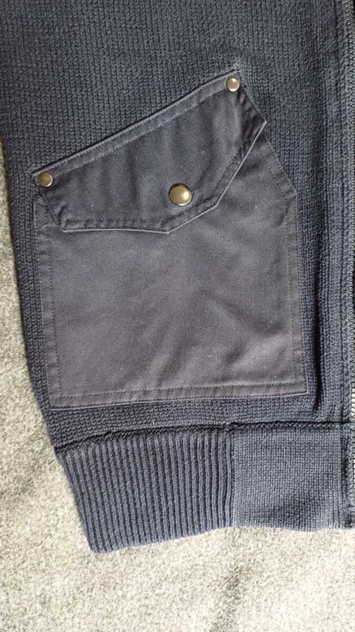 Gilet veste zip ras de cou noire avec col côtelé homme Devred taille M 100% coton - photo numéro 13