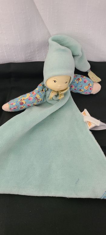 Doudou Moulin Roty Petit Chose Poupee Garcon bleu plat