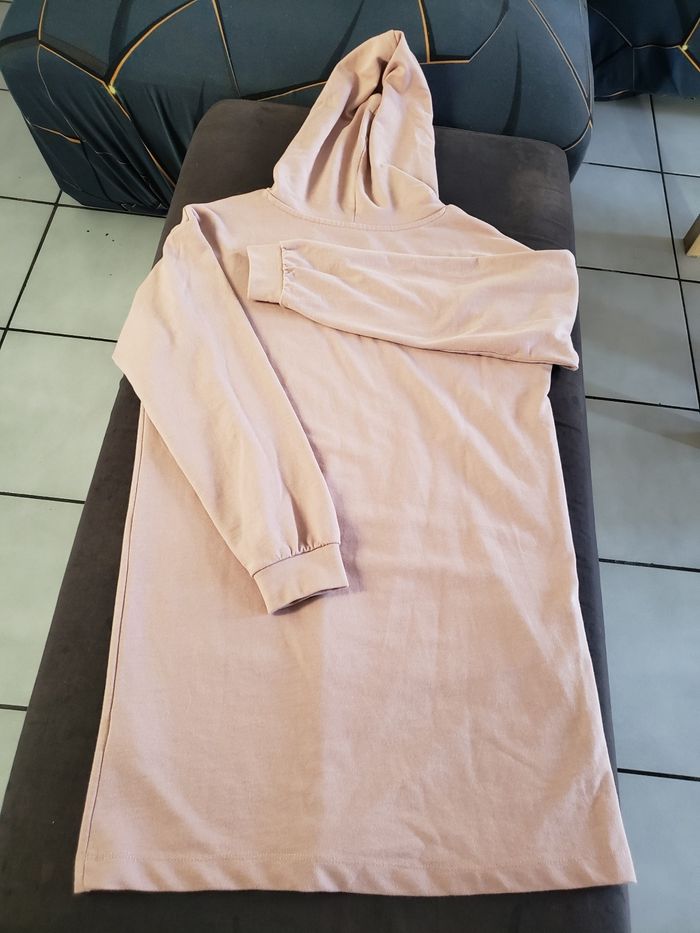 Sweat tunique à capuche rose - photo numéro 5